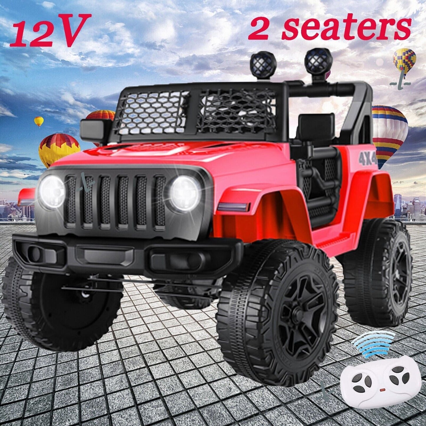 Electric Kids Ride-On Jeep Car with 12V/24V Power Wheels, Music, and Remote Control