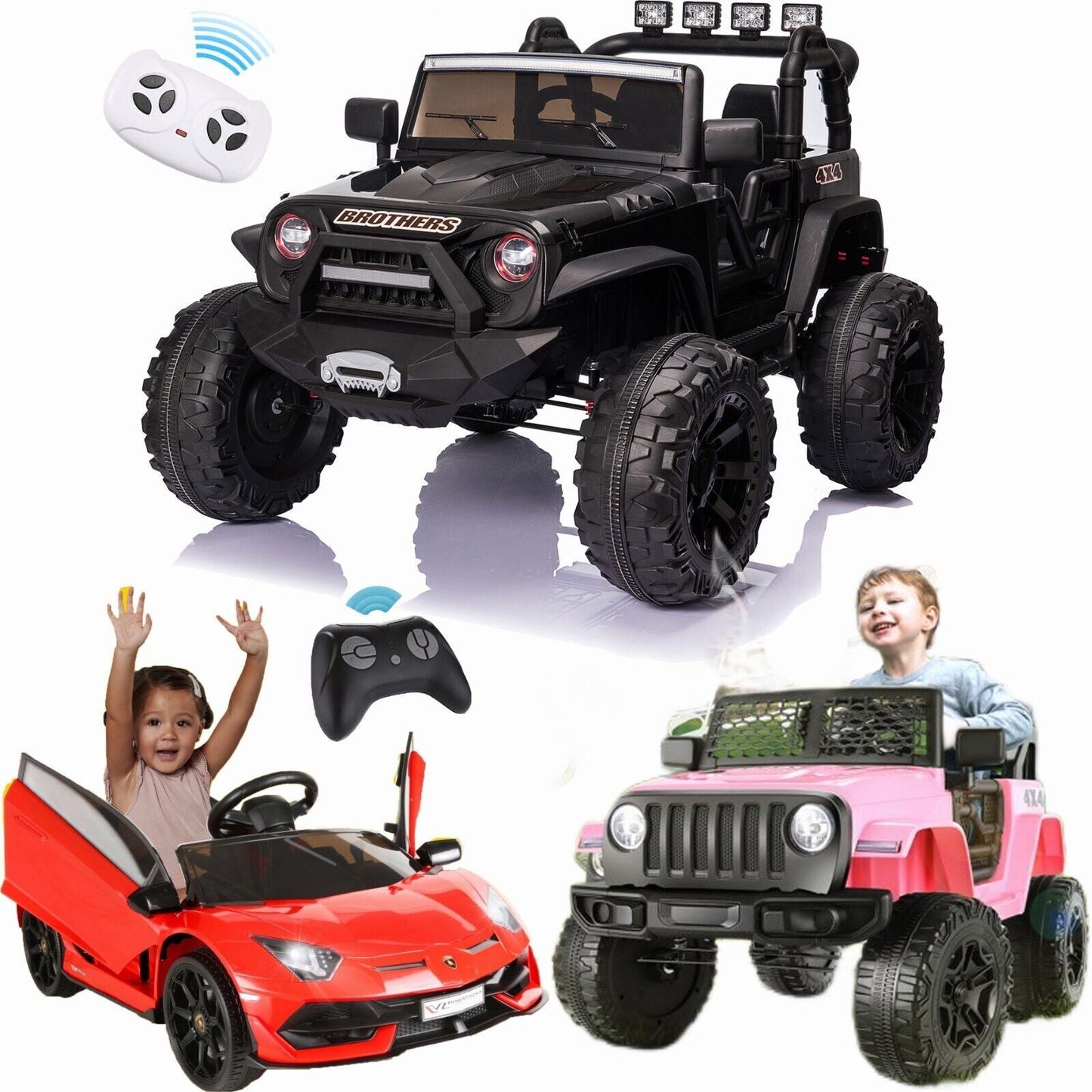 Electric Kids Ride-On Jeep Car with 12V/24V Power Wheels, Music, and Remote Control