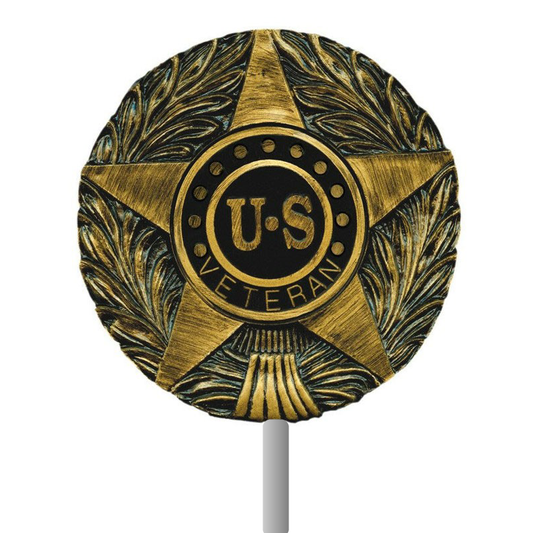 U.S. Veteran Grave Marker & Flag Holder with Aluminum Ground Spike - Made in USA