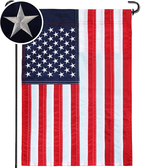 U.S. Garden Flag 12"x18" – Embroidered Stars & Sewn Stripes | Made in USA