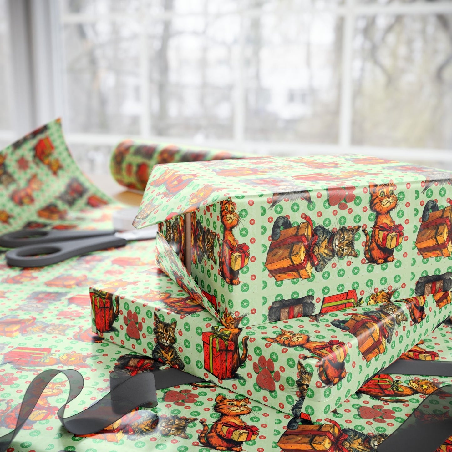 Vintage Cats Christmas Wrapping Paper