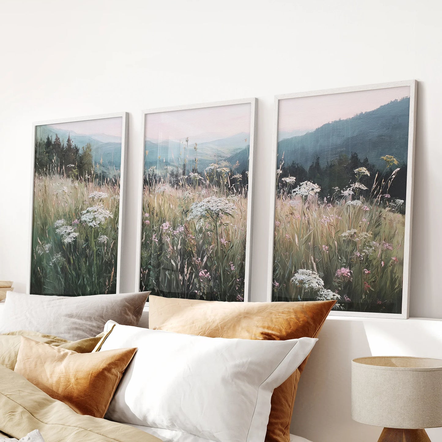 Meadow Landscape Wall Art Set of 3. Nature Prints
