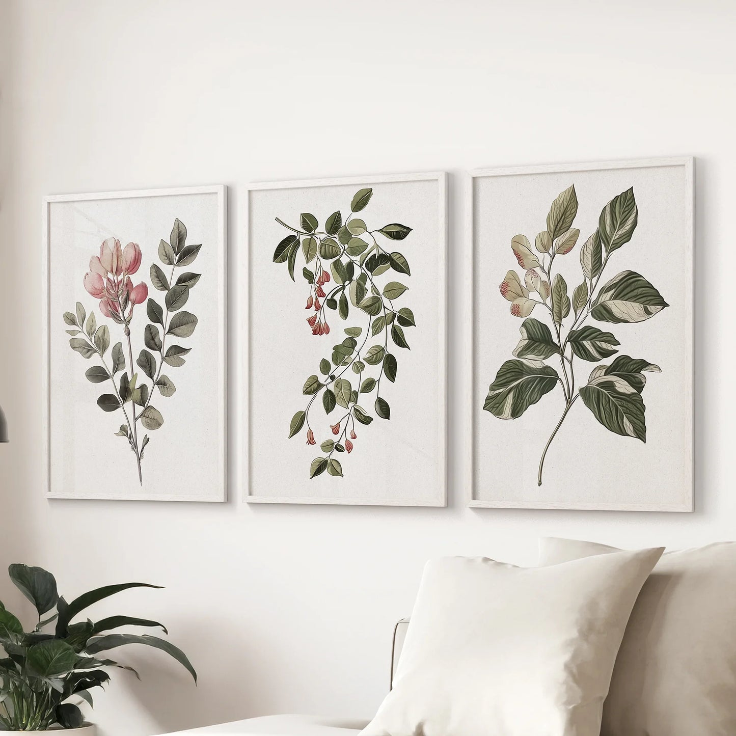 Floral Set of 3 Piece Wall Art. Magnolia, Honeysuckle Prints