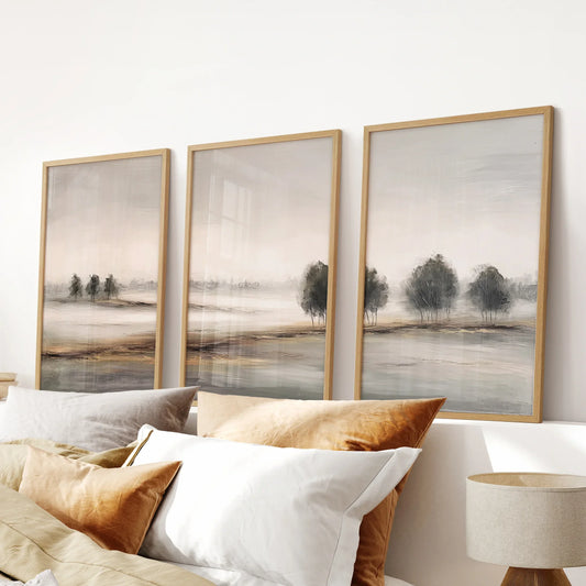 Scandinavian Autumn Landscape. Wall Art Set of 3 Prints