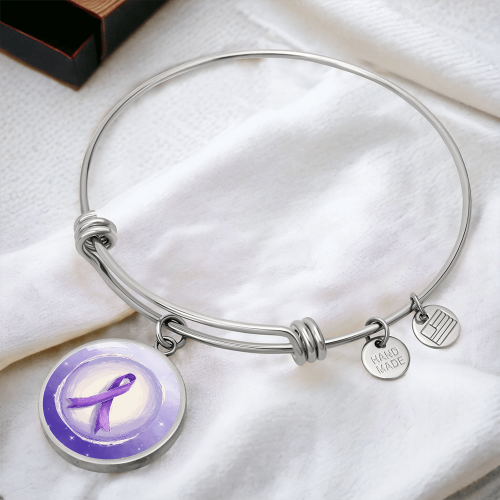 Watercolor Purple Ribbon Pendant Bracelet