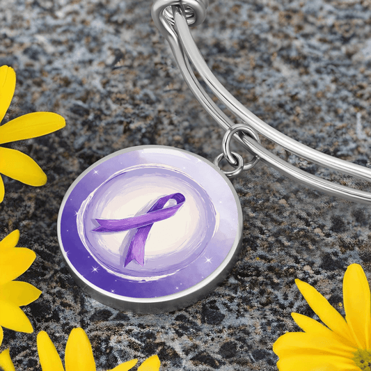 Watercolor Purple Ribbon Pendant Bracelet