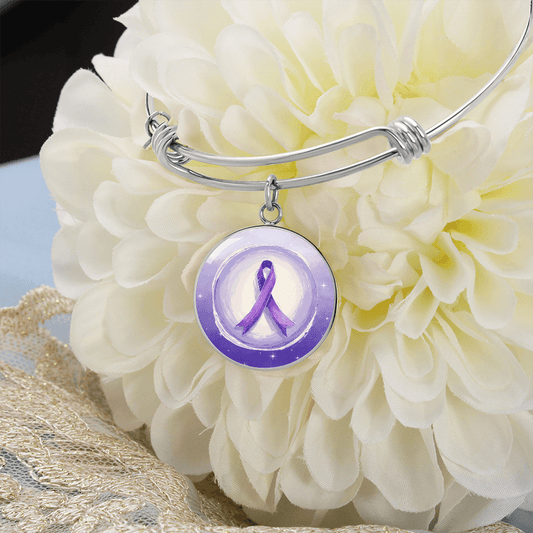 Watercolor Purple Ribbon Pendant Bracelet
