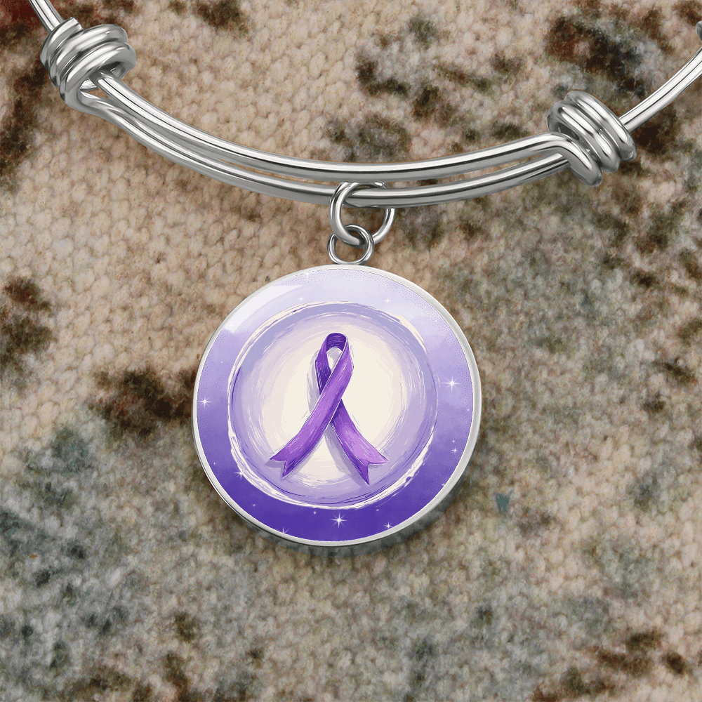 Watercolor Purple Ribbon Pendant Bracelet