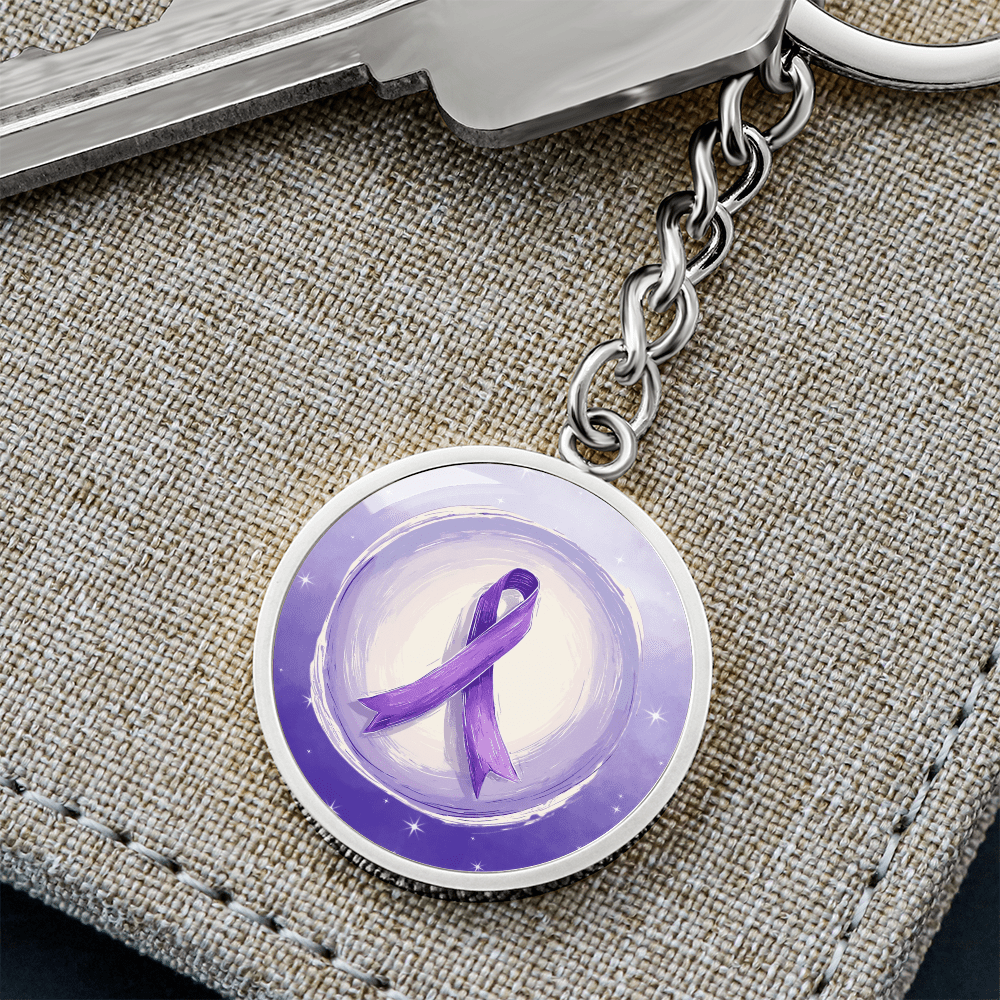 Watercolor Purple Ribbon Keychain