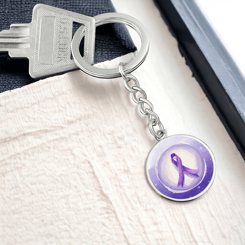 Watercolor Purple Ribbon Keychain