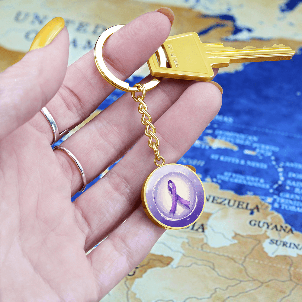 Watercolor Purple Ribbon Keychain