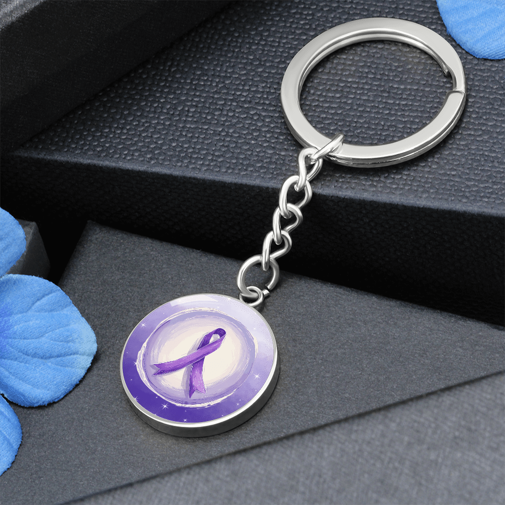 Watercolor Purple Ribbon Keychain