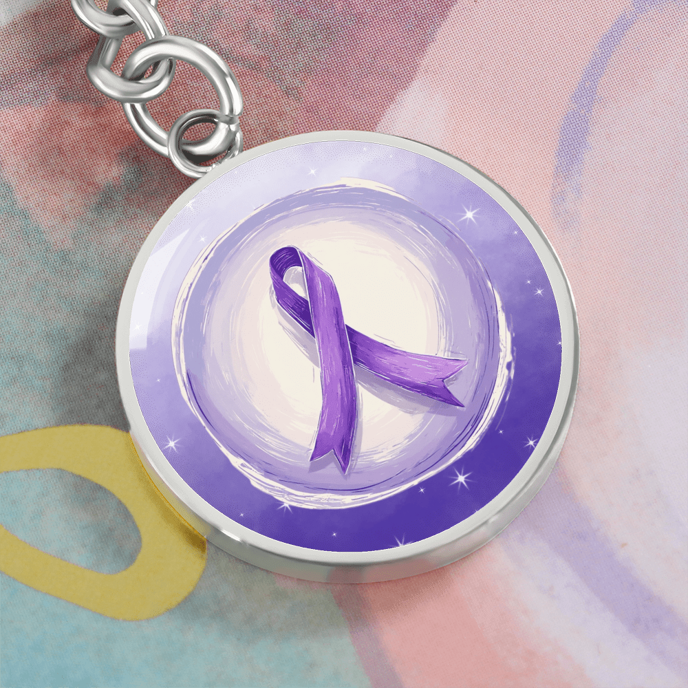 Watercolor Purple Ribbon Keychain