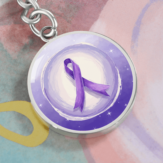 Watercolor Purple Ribbon Keychain