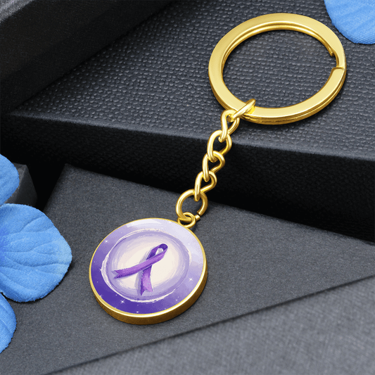Watercolor Purple Ribbon Keychain