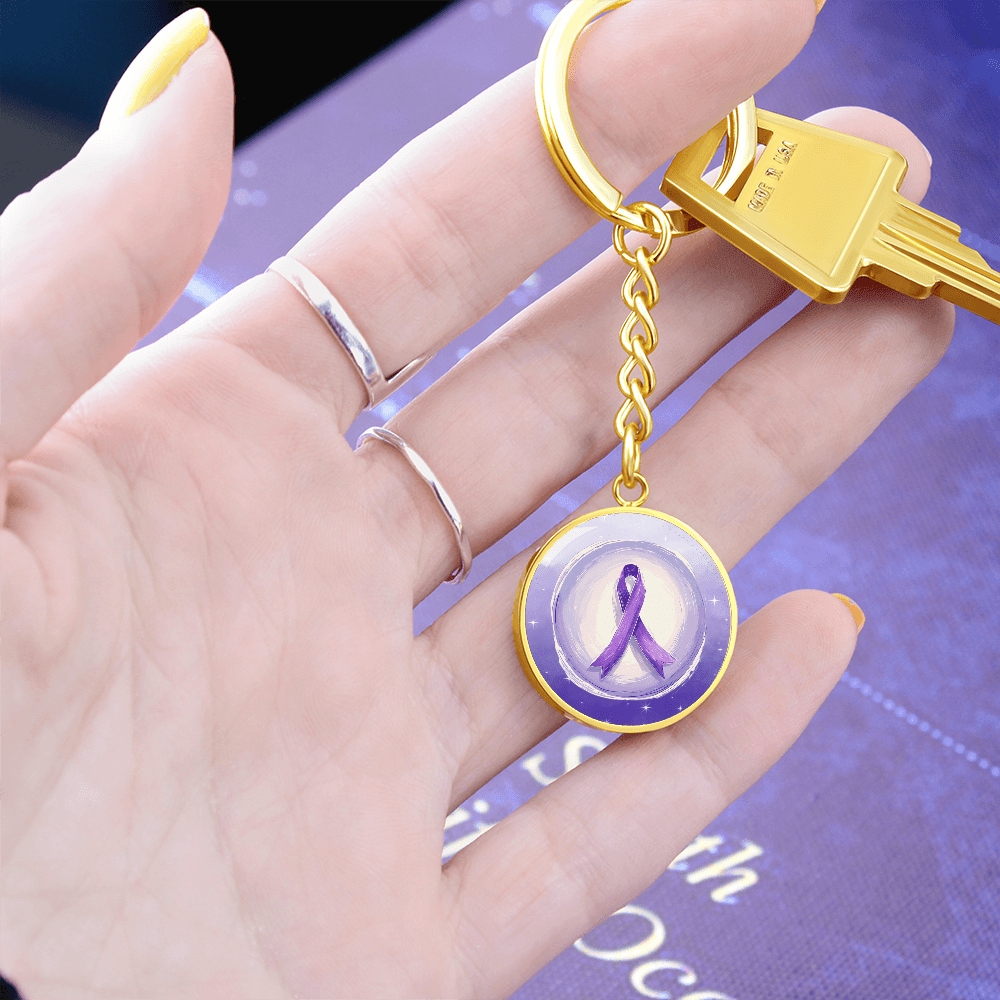 Watercolor Purple Ribbon Keychain