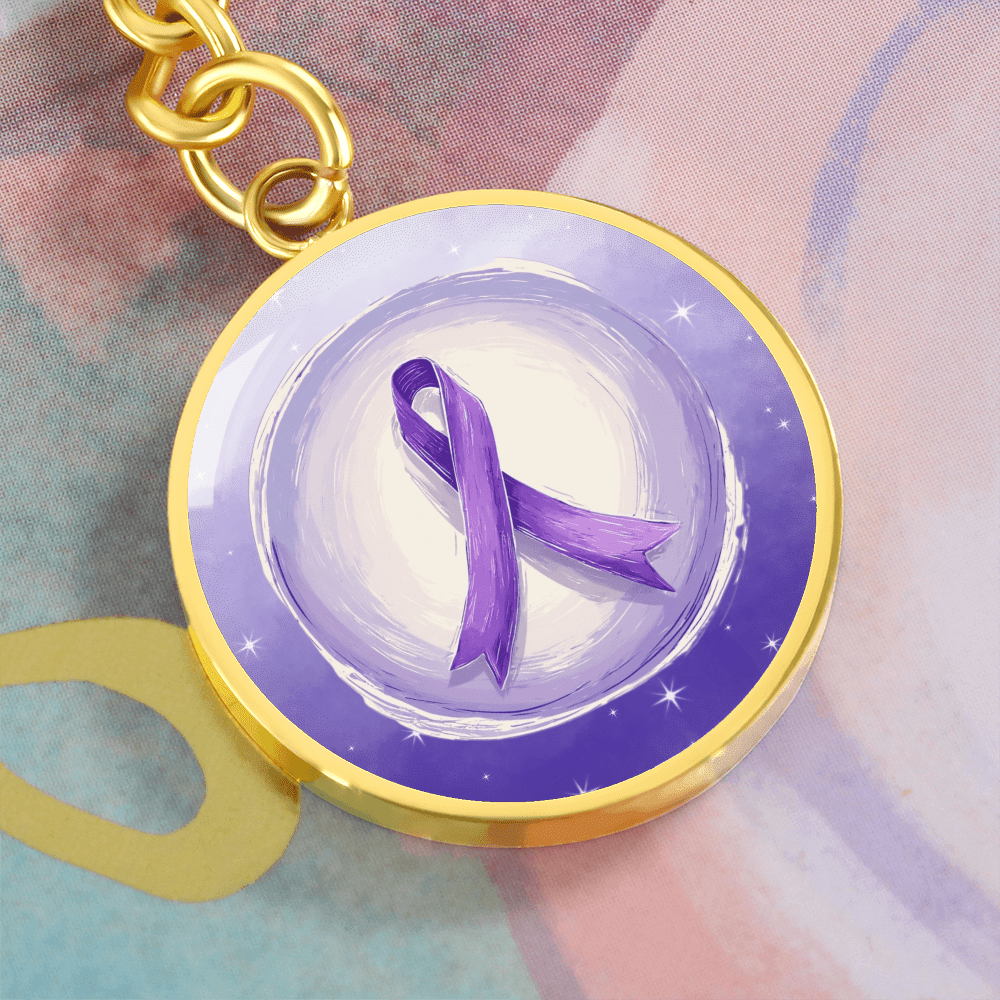 Watercolor Purple Ribbon Keychain