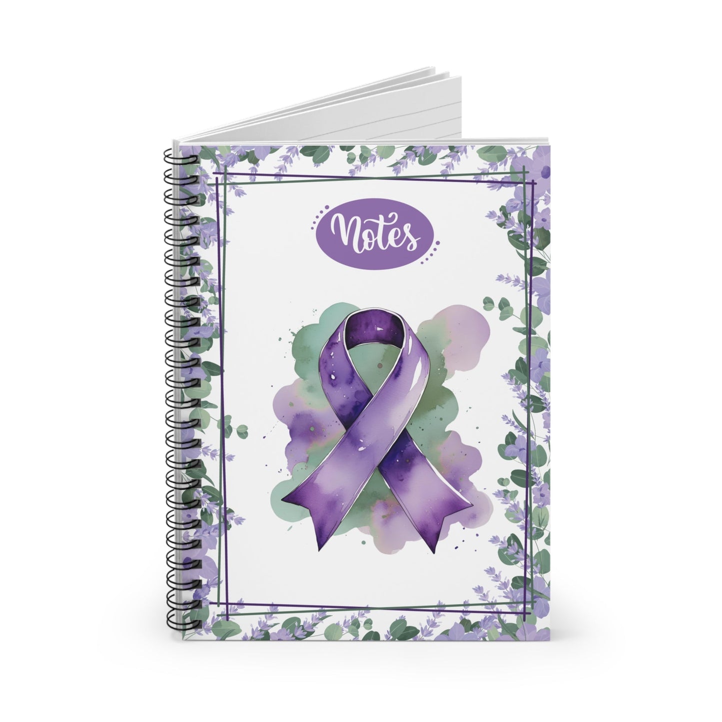 Watercolor Purple Ribbon Spiral-Bound Notebook for Creative Note-Taking