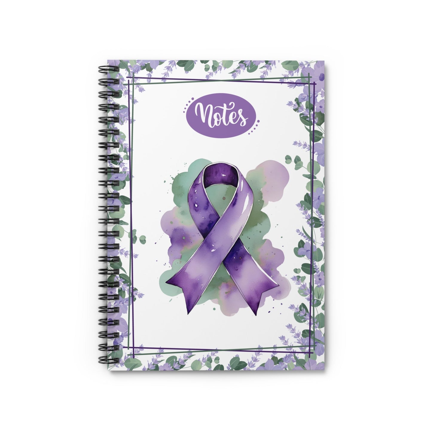 Watercolor Purple Ribbon Spiral-Bound Notebook for Creative Note-Taking