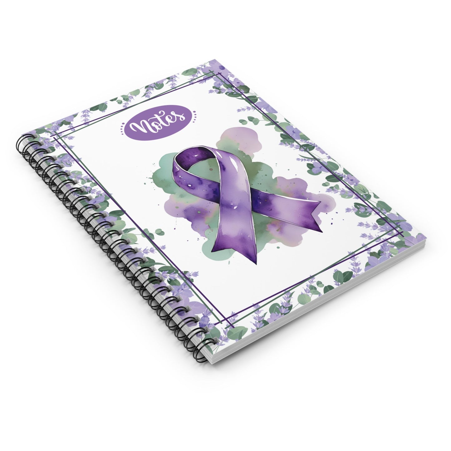 Watercolor Purple Ribbon Spiral-Bound Notebook for Creative Note-Taking