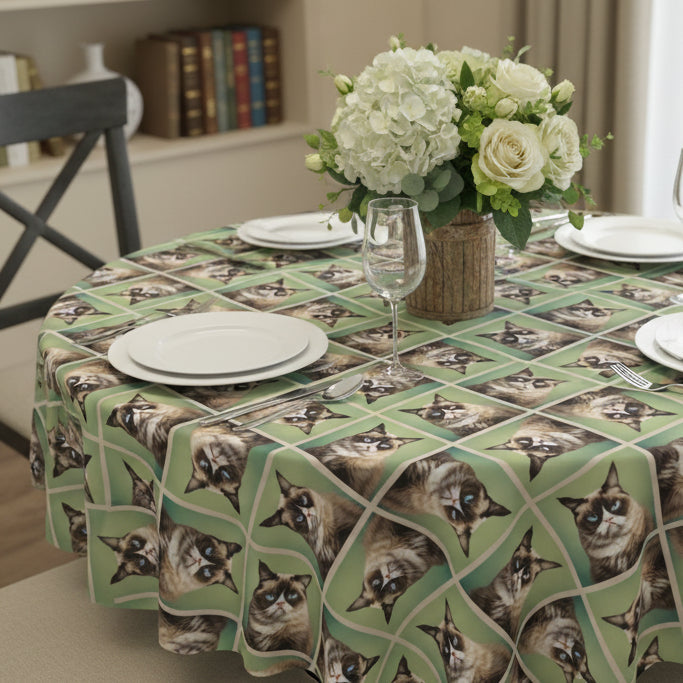 Whimsical Cat Tablecloth - Perfect for Pet Lovers | Unique Dining Decor