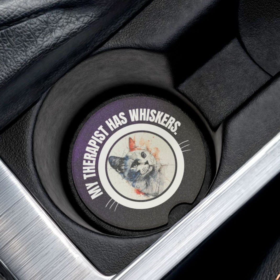 Whimsical Cat Therapy Soapstone Car Coasters