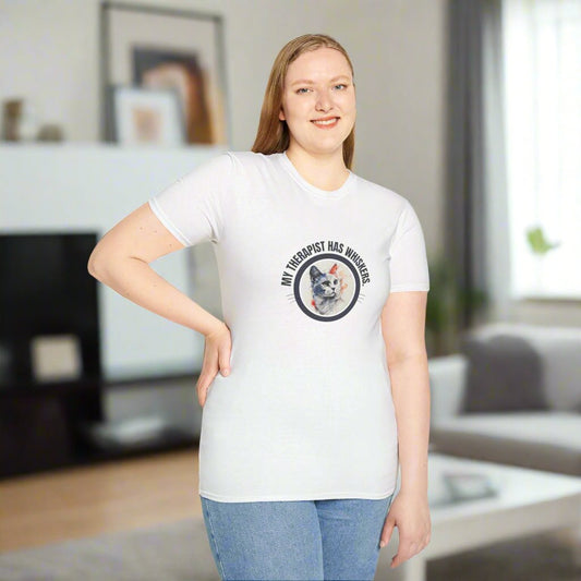 Whimsical Cat Therapy Unisex T-Shirt for Comfort and Style