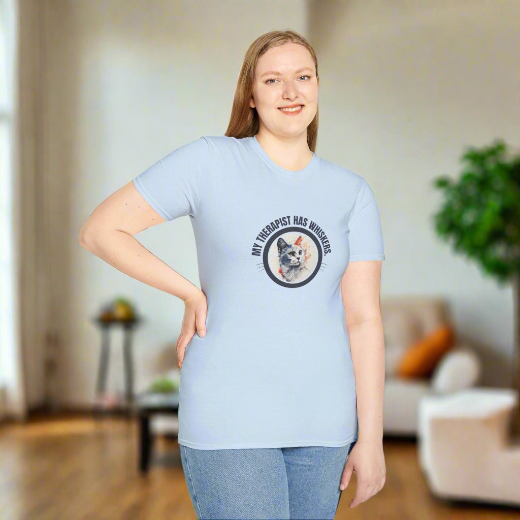 Whimsical Cat Therapy Unisex T-Shirt for Comfort and Style