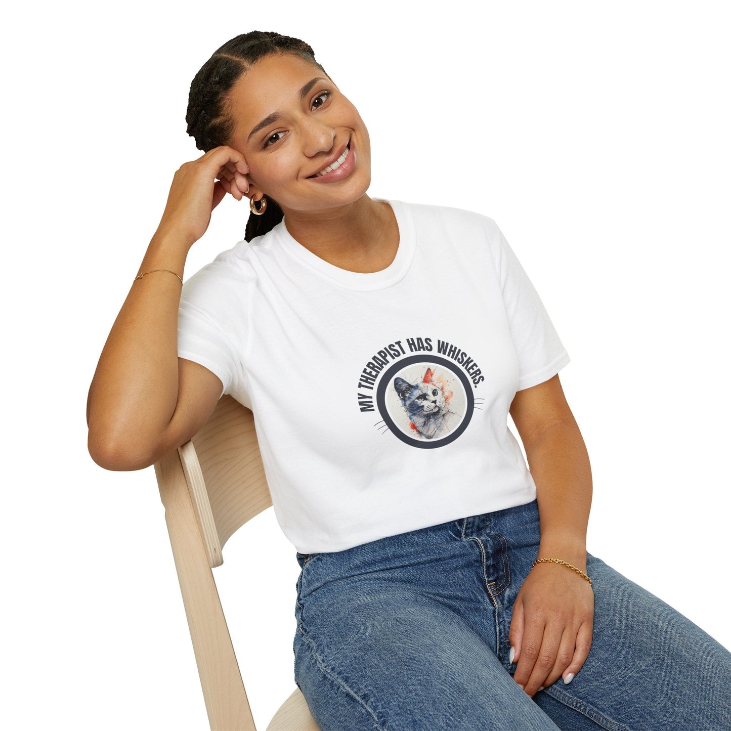 Whimsical Cat Therapy Unisex T-Shirt for Comfort and Style