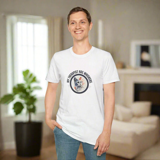 Whimsical Cat Therapy Unisex T-Shirt for Comfort and Style