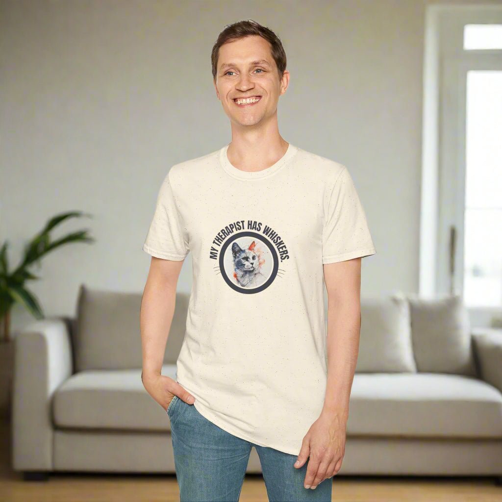 Whimsical Cat Therapy Unisex T-Shirt for Comfort and Style