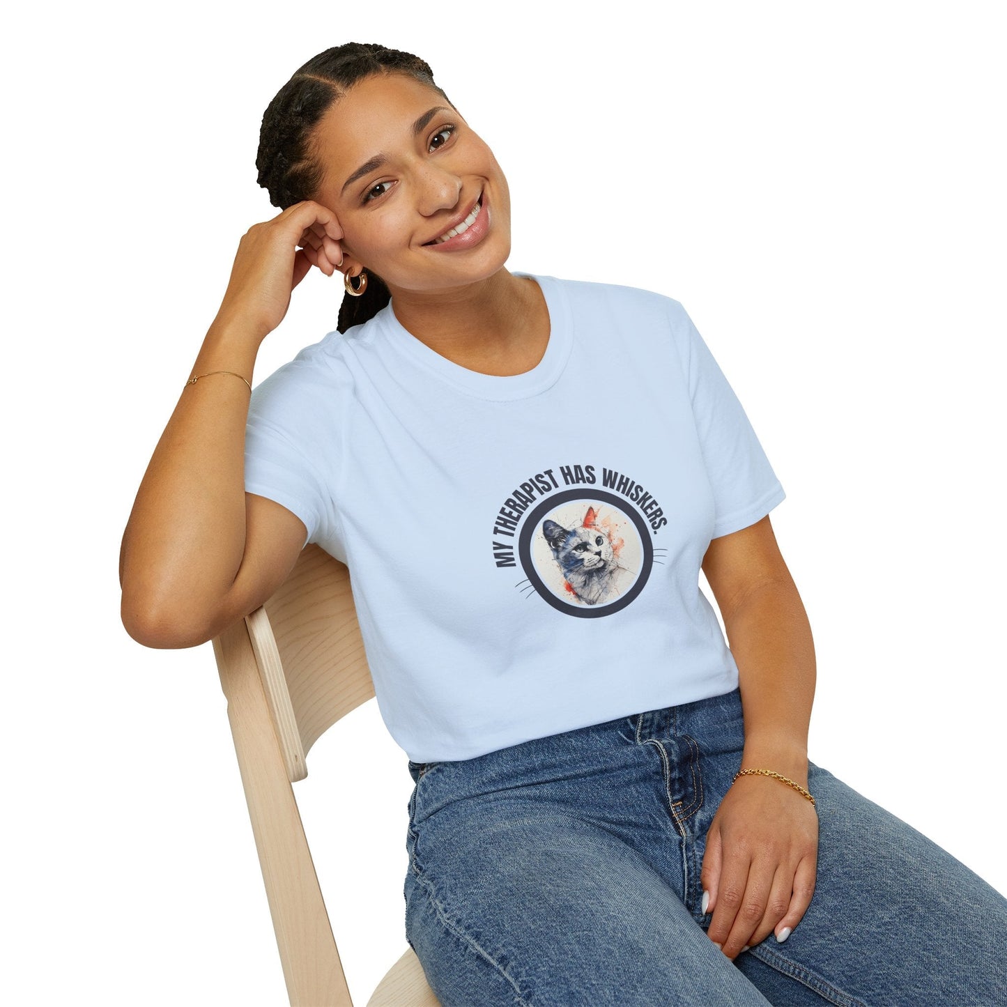Whimsical Cat Therapy Unisex T-Shirt for Comfort and Style