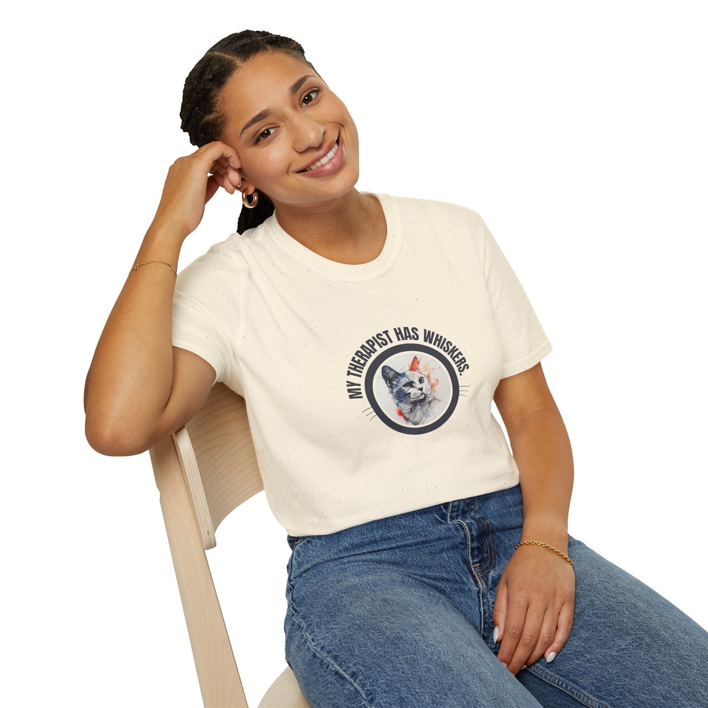Whimsical Cat Therapy Unisex T-Shirt for Comfort and Style