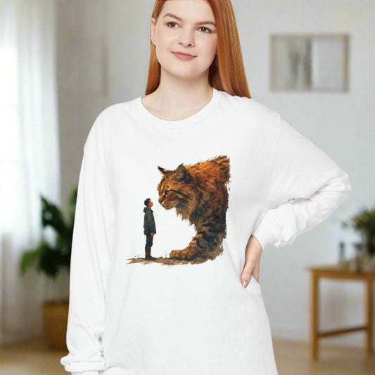 Whimsical Giant Cat Long-Sleeve T-Shirt