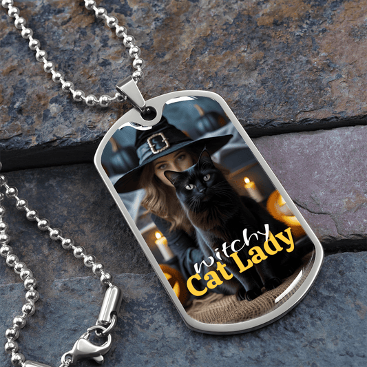 Witchy Cat Lady Pendant Necklace