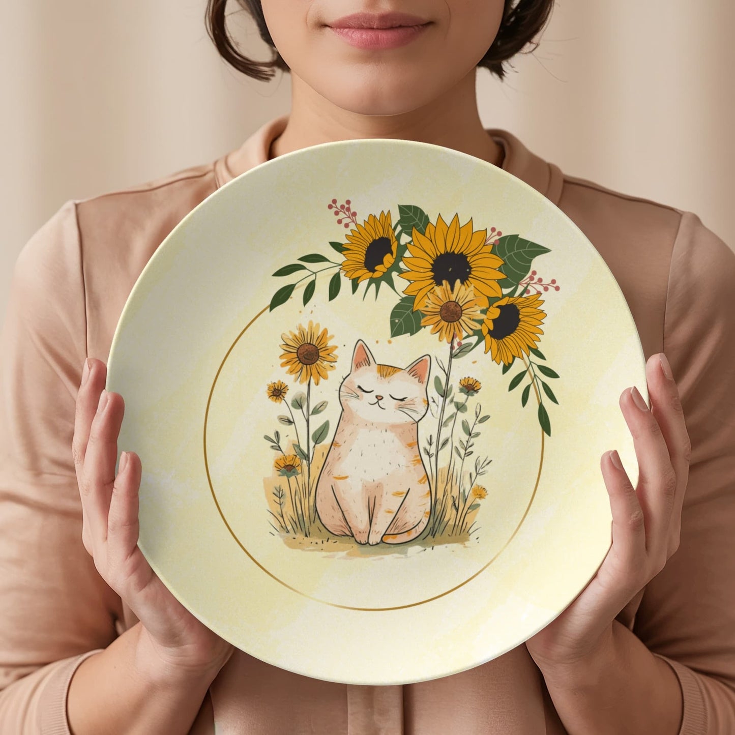 Yellow Sunflower Kitty Collectible Plate
