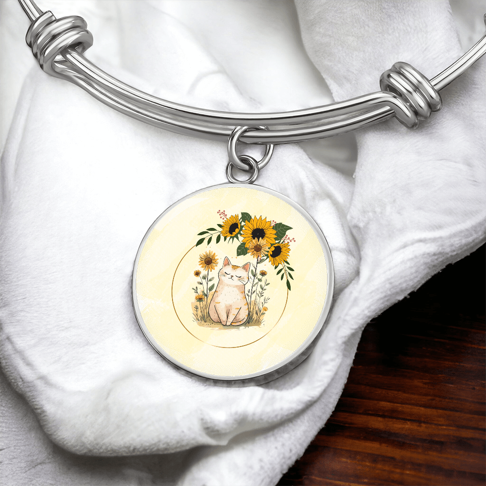 Yellow Sunflower Kitty Pendant Bracelet