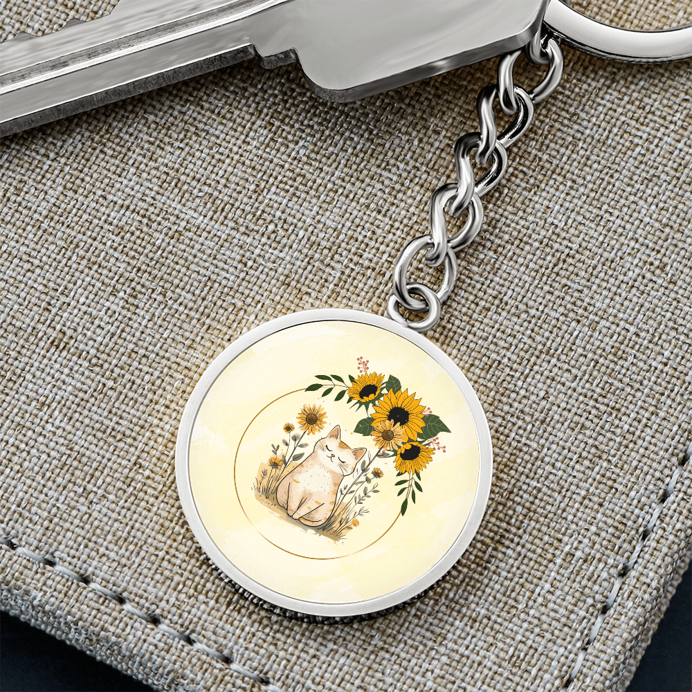 Yellow Sunflower Kitty Keychain