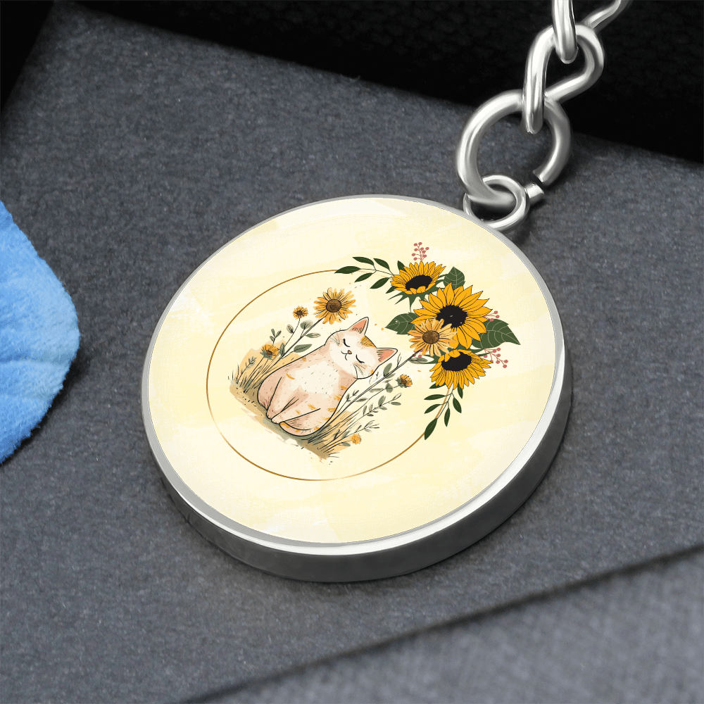 Yellow Sunflower Kitty Keychain