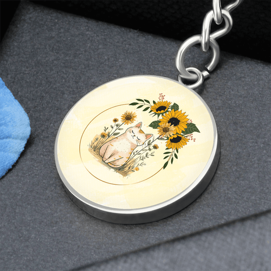 Yellow Sunflower Kitty Keychain