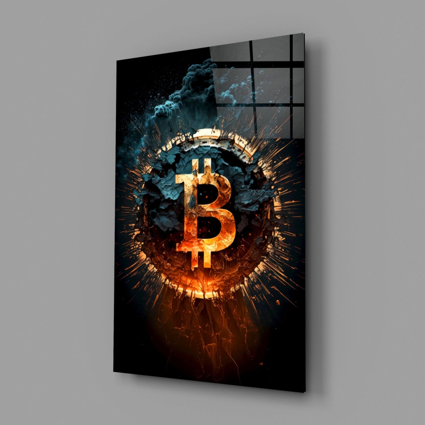 Bitcoin Glass Wall Art