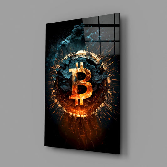 Bitcoin Glass Wall Art