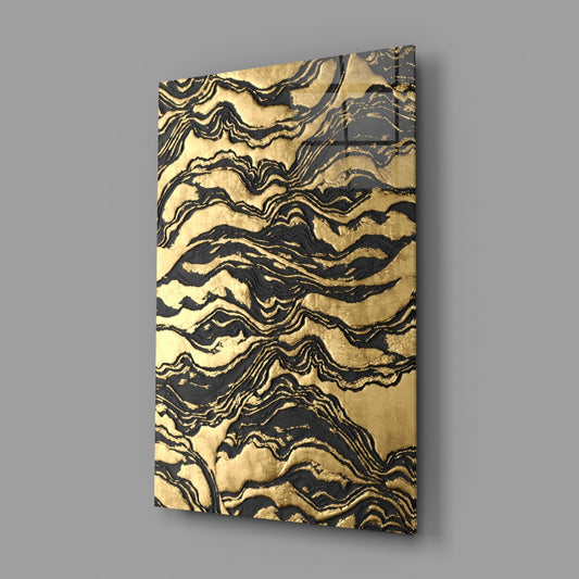 Golden Waves Glass Wall Art