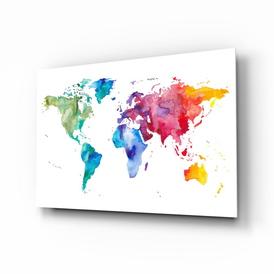 World Map Glass Wall Art