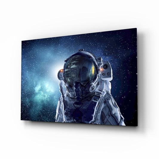 Astronaut In Space Glass Wall Art