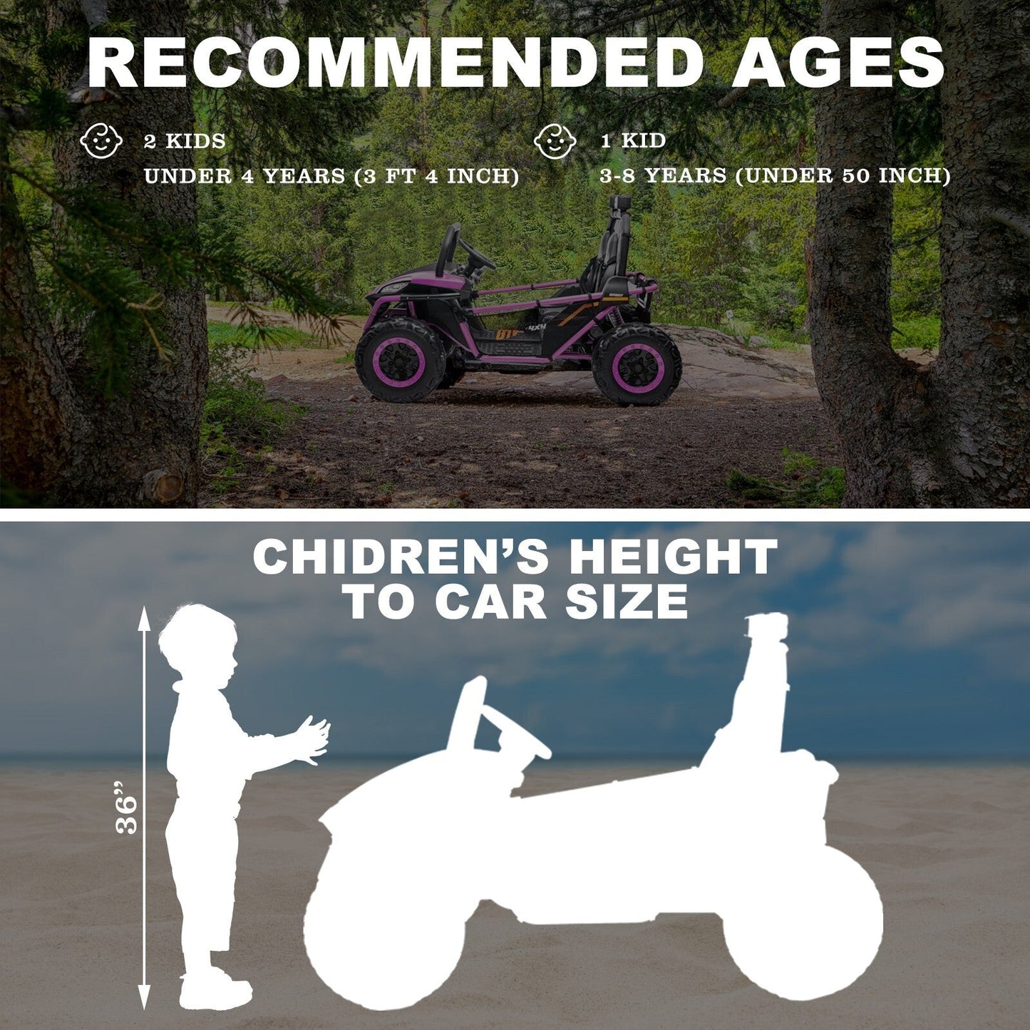 24V Kids 2-Seater Ride-On UTV Truck with 300W Motor, Remote Control, EVA Tires, Purple