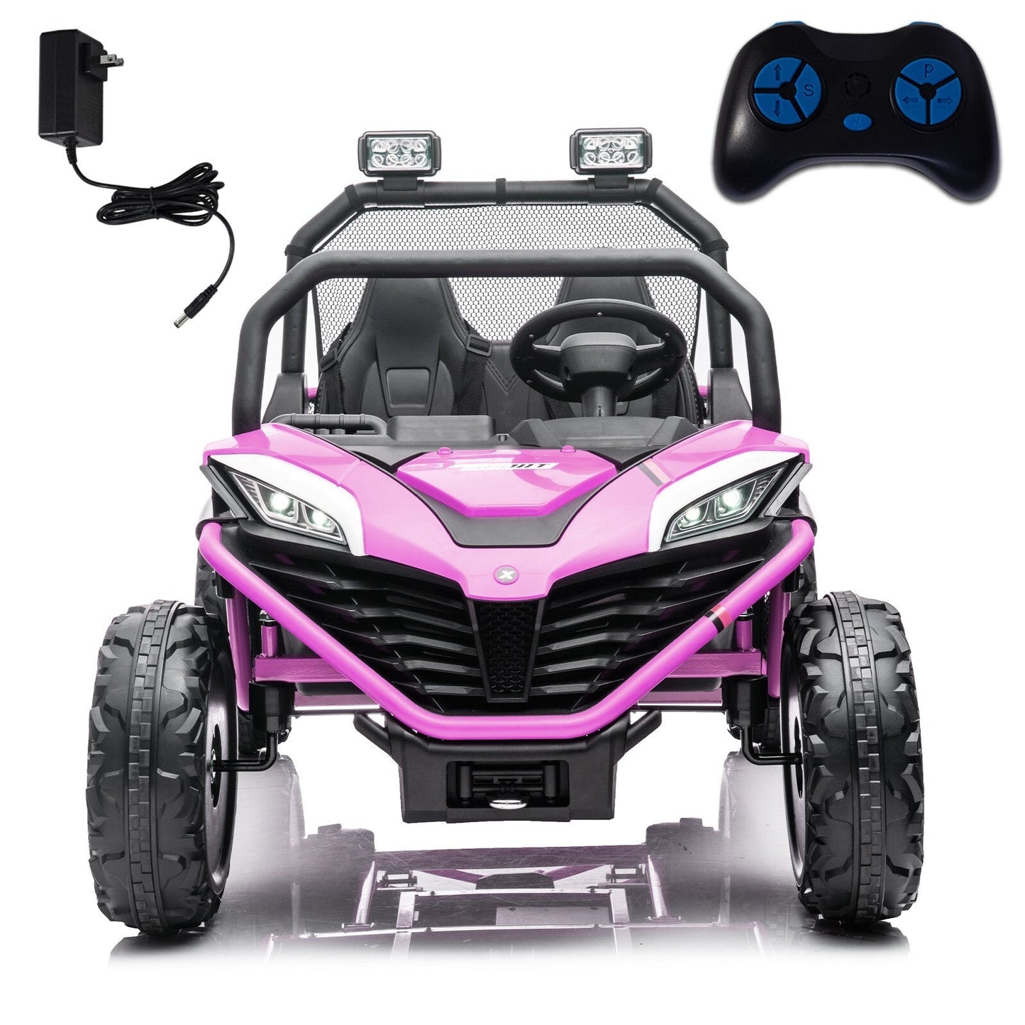 24V Kids 2-Seater Ride-On UTV Truck with 300W Motor, Remote Control, EVA Tires, Purple
