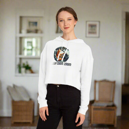 Zoom Zoom Zoomie Kitty Cropped Hoodie for Her