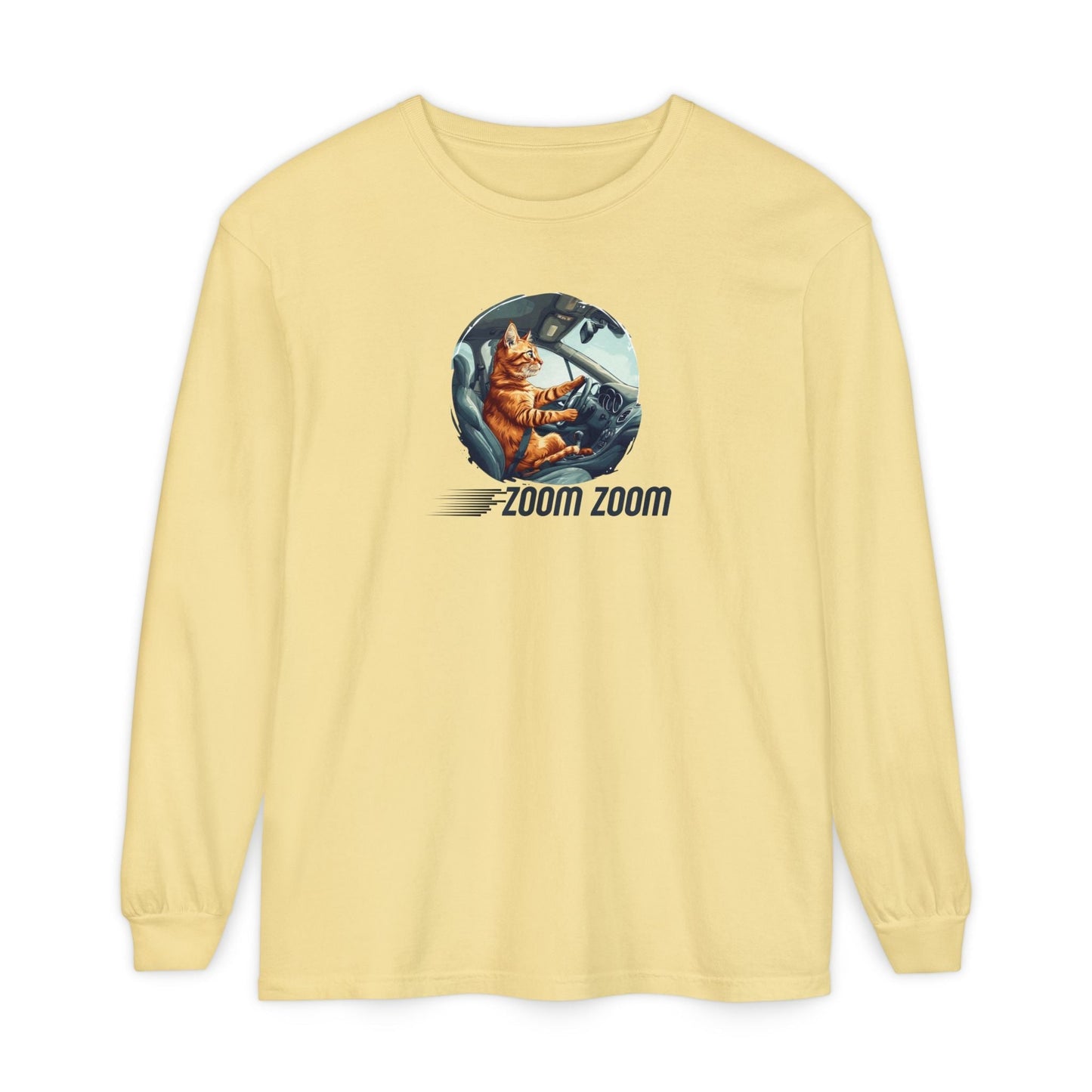 Zoom Zoom Cat Long Sleeve Tee | Funny Driving Cat Shirt