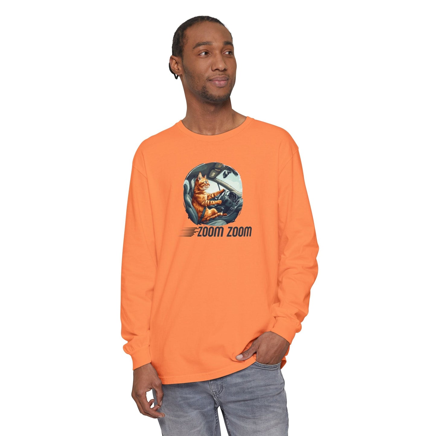Zoom Zoom Cat Long Sleeve Tee | Funny Driving Cat Shirt